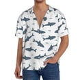 thumbnail image 1 of Fotbe Cute Shark Camisa Estampada de Manga Corta para Hombre, Casual de Verano, Estilo Playero, Sin Arrugas-Large, 1 of 5