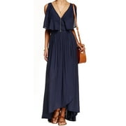 Free People NEW Women's Small S Midnight Blue Fiona Maxi Wrap Dress