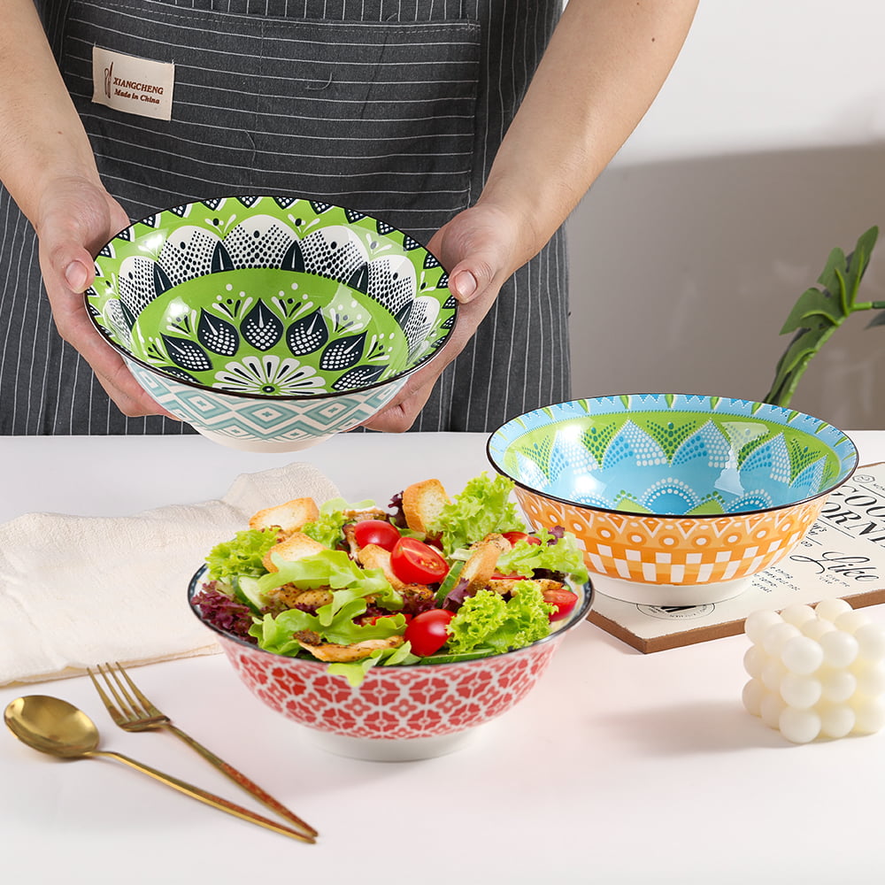 Porcelain Salad Soup Noodle Ramen Bowls Set of 3 - 8 inch（57oz