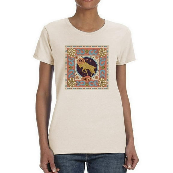 Aries Zodiac Ethnic Style T-Shirt Women -Image by Shutterstock, Female Large