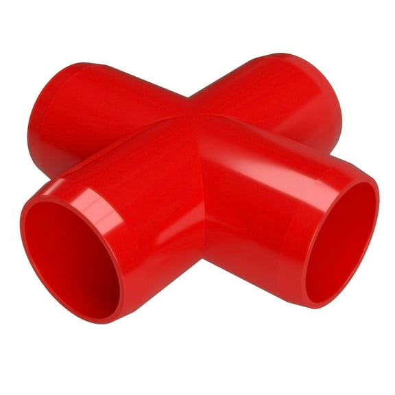 FORMUFIT F114CRX-RD-4 Cross PVC Fitting, Furniture Grade, 1-1/4" Size, Red , 4-Pack