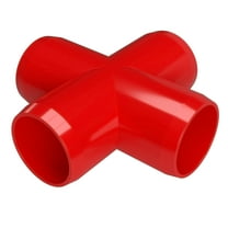 FORMUFIT F114CRX-RD-4 Cross PVC Fitting, Furniture Grade, 1-1/4" Size, Red , 4-Pack