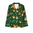 thumbnail image 5 of Mifsaly Matching Christmas Pajamas Women Lounge Pjs 2 Piece V-Neck Long Sleeve Sleepwear Button Down Xmas Snowflake Print Nightwear Bright and Merry Loose Pants Festival Funny Homewear Holiday Gifts, 5 of 7