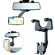 Romanda 360 Rotatable Rearview Mirror Phone Mount for Car, Retractable Universal Car phone Holder Mount for Car Decor, Four Corners Fixed Anti-Shake Design, for All Mobile Phones and All Car