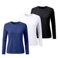 thumbnail image 4 of Women's Solid Color Round Neck T-Shirts 3-Pack, Comfortable Basic Layering Tees, Soft Casual Everyday Tops for Women, Essential Wardrobe Staples Black XXXXXL, 4 of 4