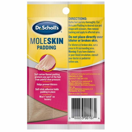 Dr. Scholl's Molefoam Padding 4 1/8â€ x 3 3/8â€ , 2 strips(Pack of 8)