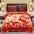 thumbnail image 2 of NC Fleece Bed Blanket Queen ,2 Ply Soft Warm Plush Blanket,Orange Floral,79" x 89",5.3lb, 2 of 6