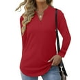 thumbnail image 2 of KIHOUT Women Loose Casual Sleeve V-Neck Solid Casual Blouse T-shirt Tunic Tops, 2 of 9