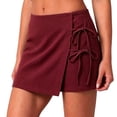 thumbnail image 2 of TAGOLD Women Sweat Shorts for Womens Solid Color Linen Wrap Mini Skort Functional Side Storage Pockets Elastic Waist Summer Beach Vacation Bottoms, 2 of 4