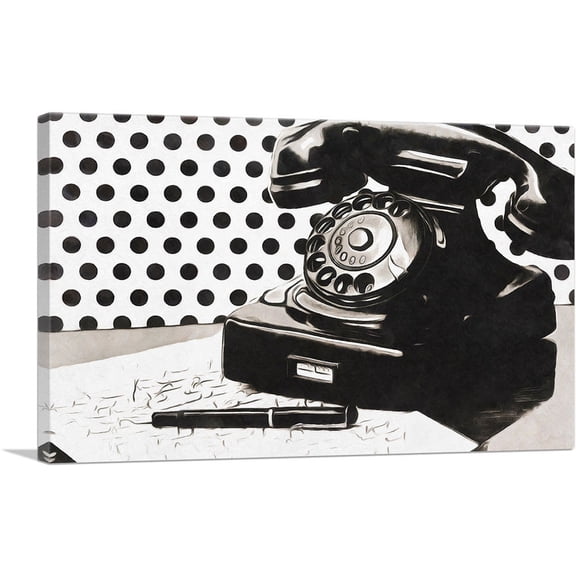 ARTCANVAS Old Telephone Modern Home decor Canvas Art Print - Size: 26" x 18" (0.75" Deep)
