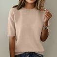 thumbnail image 4 of Short Sleeve Sweater for Women Knit Top Pullover Sweaters Travel Outfits Summer Sweaters Womens Summer Tops Work Tops Lightweight Sweater Sweater Shirt Crew Neck Knit Sweater Crochet Tops Gold XL, 4 of 4