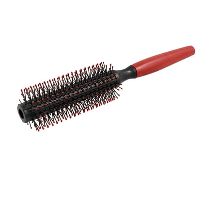 Ladies Flexible Round Teeth Tine Red Black Plastic Curly Hair Rolling Comb