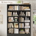thumbnail image 5 of Hiphuta 78"H x 47"W Bookcase with Doors, Tall Bookshelves with Storage, 5-Tier Shelves Freestanding Display Bookcase for Home Office and Living Room, Black, 5 of 7