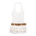 thumbnail image 3 of HH TRAF Vestido corto plisado de verano con cuello halter para mujer, moda femenina, sin mangas, cuello redondo, espalda descubierta, con cinturón, informal, corto, 3 of 5