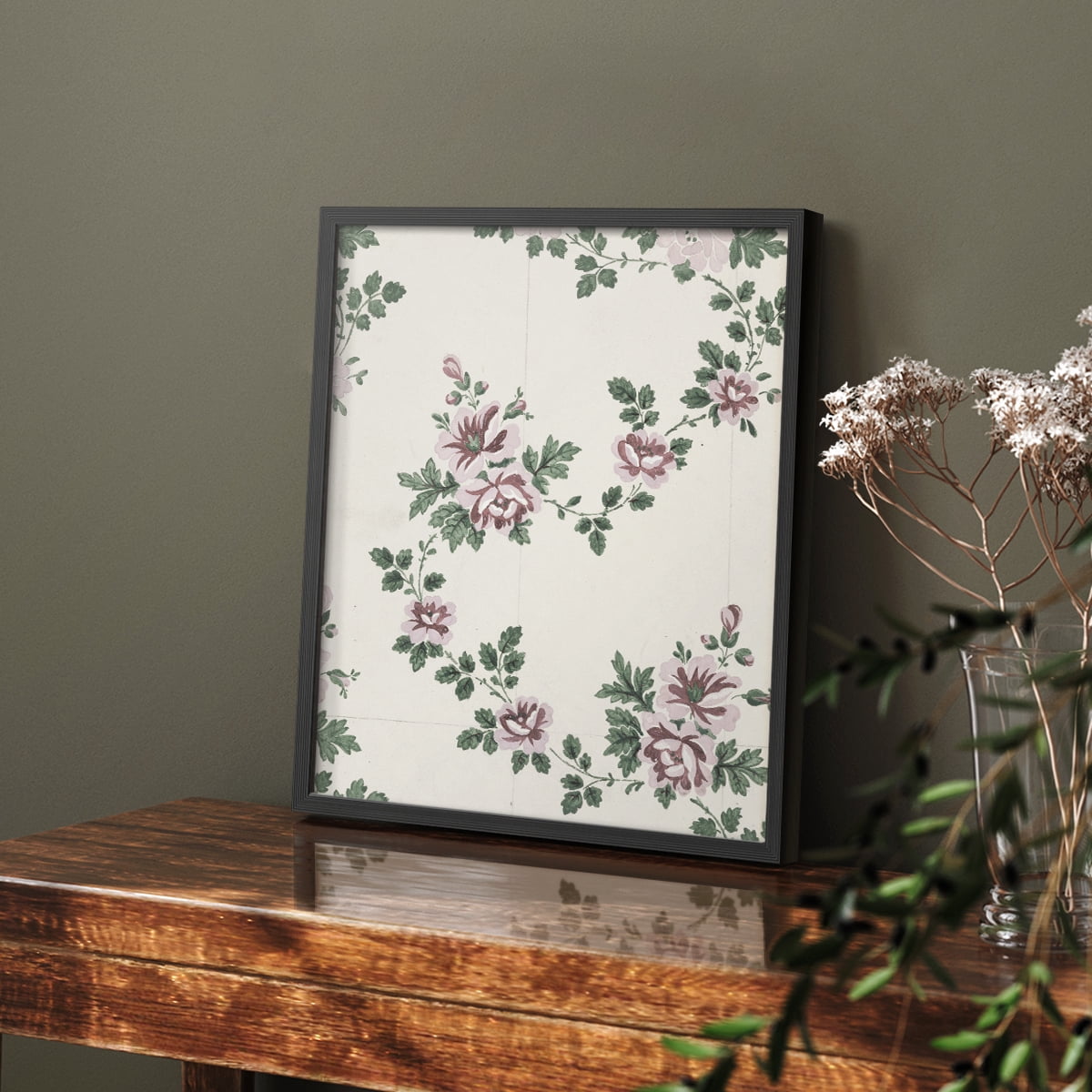Vintage Abstract Print LXXX - 14in. x 11in. Vintage Framed Print in Black Wood Frame
