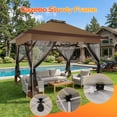 thumbnail image 6 of HOTEEL 13x13ft Pop-Up Gazebo Outdoor Canopy Tent with Adjustable Height, UV 50+ Sun Protection & Removable Mosquito Net - Waterproof Instant Shelter, Brown, 6 of 13