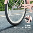 thumbnail image 3 of Viribus 24" City Cruiser Bicycle for Women,with Carbon Steel Frame Dual V Brakes Basket,Commute Bike for Women Adults,Pink, 3 of 10