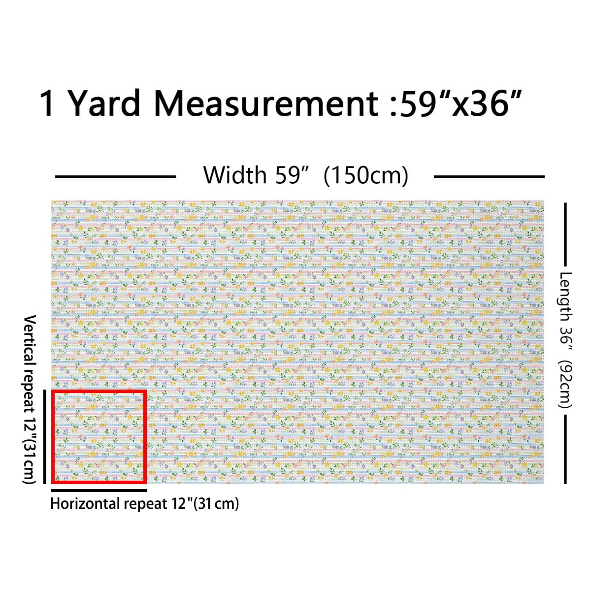 Feelyou Retro French Flower Fabric by the Yard 1 Yard for Kid, Cartoon Dreamy Stripes Sewing Fabric, Western Countryside Home Decor Fabric by the Yard, Breathable Home Decor