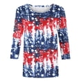 thumbnail image 4 of Dreluolixuan Womens American Flag Shirts 3/4 Sleeve Tees Round Neck Blouses USA Star And Striped Bleached Tops Distressed Pullover Party in The USA Memorial Day Red XL, 4 of 5