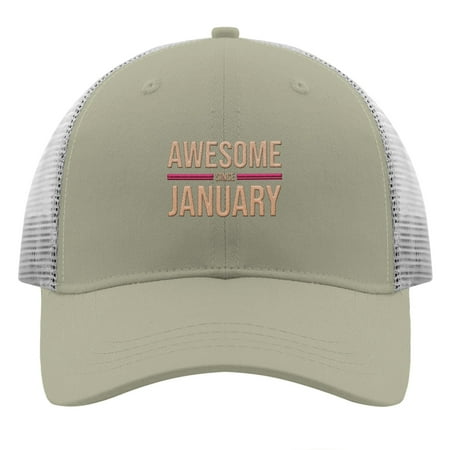 Baseball Hat Awesome since January Embroidery Dad Hat for Men Casual Adjustable for Fishing Snapbacks apricot One Size