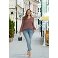 thumbnail image 4 of Daystry Womens Plus Size Long Sleeve Lace Tops Waffle Knit V-Neck Business Casual Loose Blouses Tee, 4 of 8