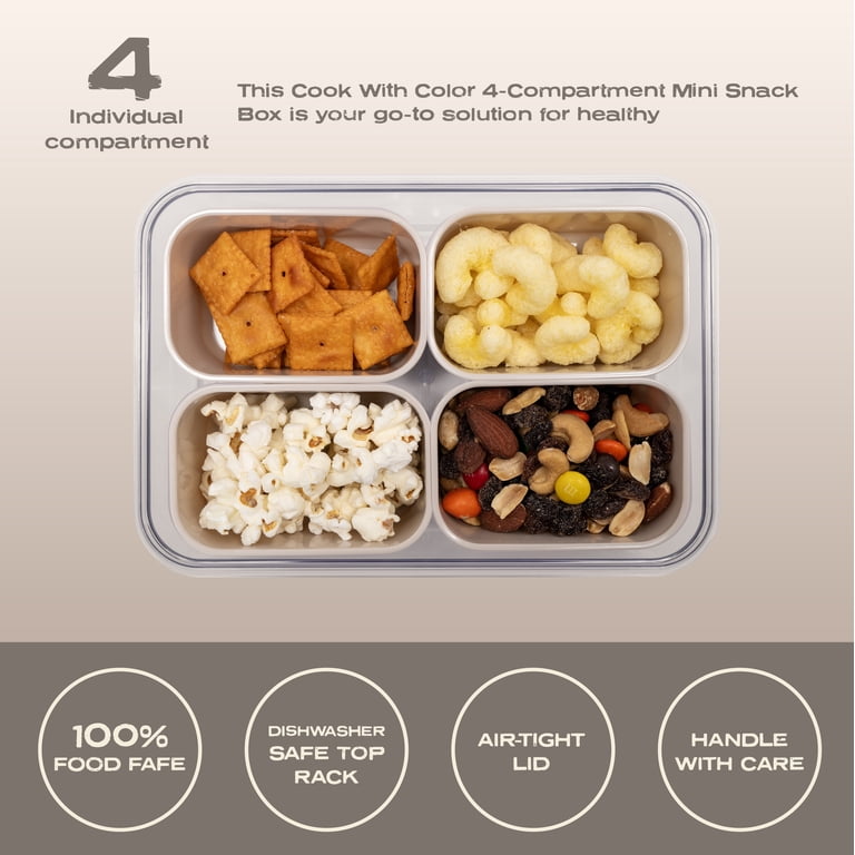 Cook with Color 4-Compartment Portable Snack Box Food Storage