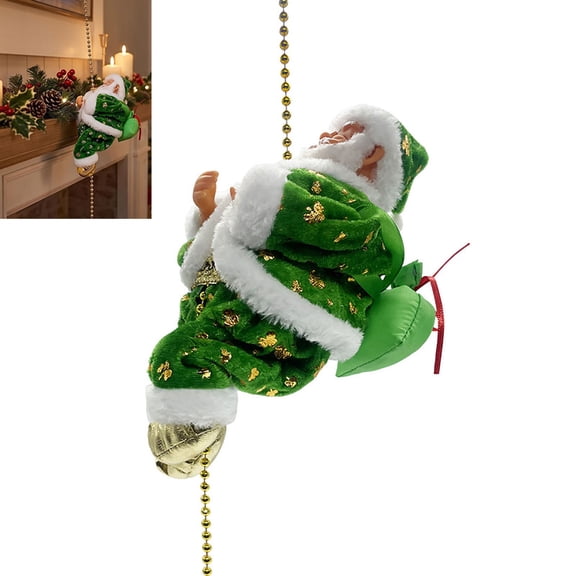 ALOEWXXR Musical Climbing Santa Claus on Rope, Animated Electric Santa with Sound and Motion, Battery Hanging Christmas Tree Decor