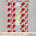 thumbnail image 2 of Ambesonne Flower 4-Panel Curtains, Bouquet of Spring Blooms, 56"x63", Green Vermilion Black, 2 of 4