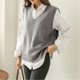 thumbnail image 5 of 2022 nueva moda suéteres de manga larga chaleco ropa de mujer chaleco tejido suelto primavera otoño suéter con cuello en V jerseys 227A, 5 of 5