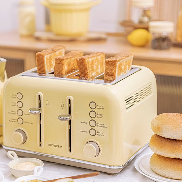 Buydeem DT640 4 Slice Toaster Extra Wide Slots Yellow Walmart