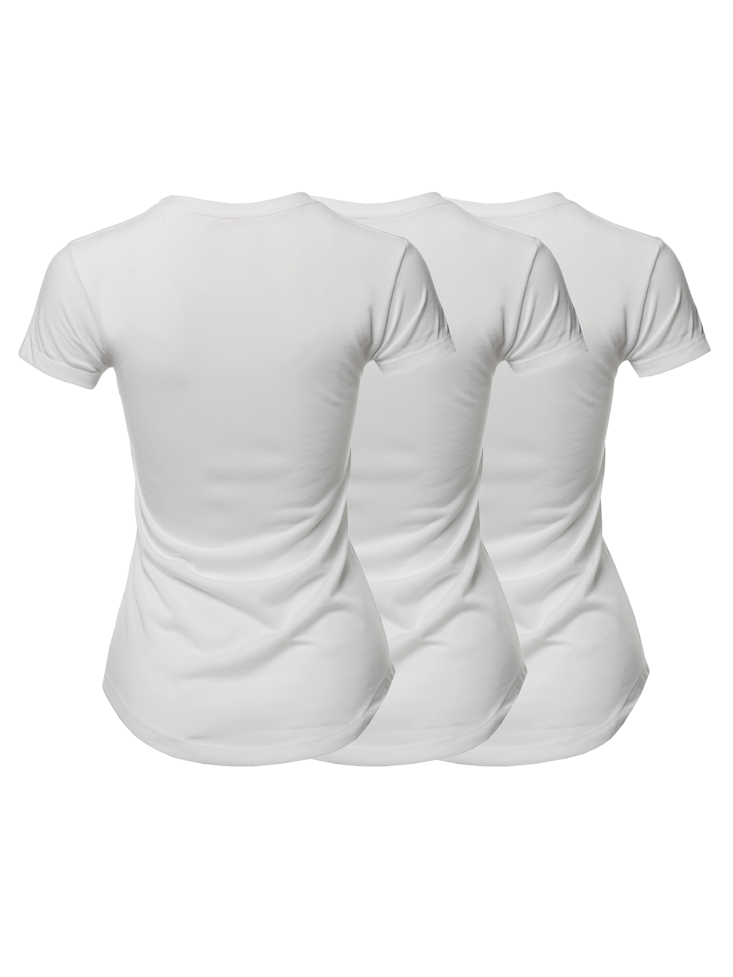 A2Y Women's Basic Solid Premium Short Sleeve Crew Neck Scoop Bottom T Shirt Tee Tops 3-Pack 3 Pack - White S - image 2 of 4