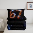 thumbnail image 5 of Manfei Sparkling Stars Print Twin Comforter Sets,Celestial Deep Galaxy Bedding Set,Black Orange Blue,Black Reversible,2pcs,1 Comforter and 1 Pillowcase, 5 of 7
