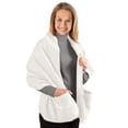 thumbnail image 2 of Collections Etc Cozy Fleece Wrap Shawl with Large Front Pockets - Keeps Hands and Shoulders Warm During Cold Winter Season, Winter White, 2 of 9
