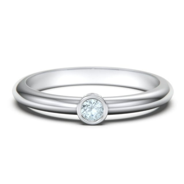 Classic Bezel Set Birthstone Ring - Aquamarine (March)