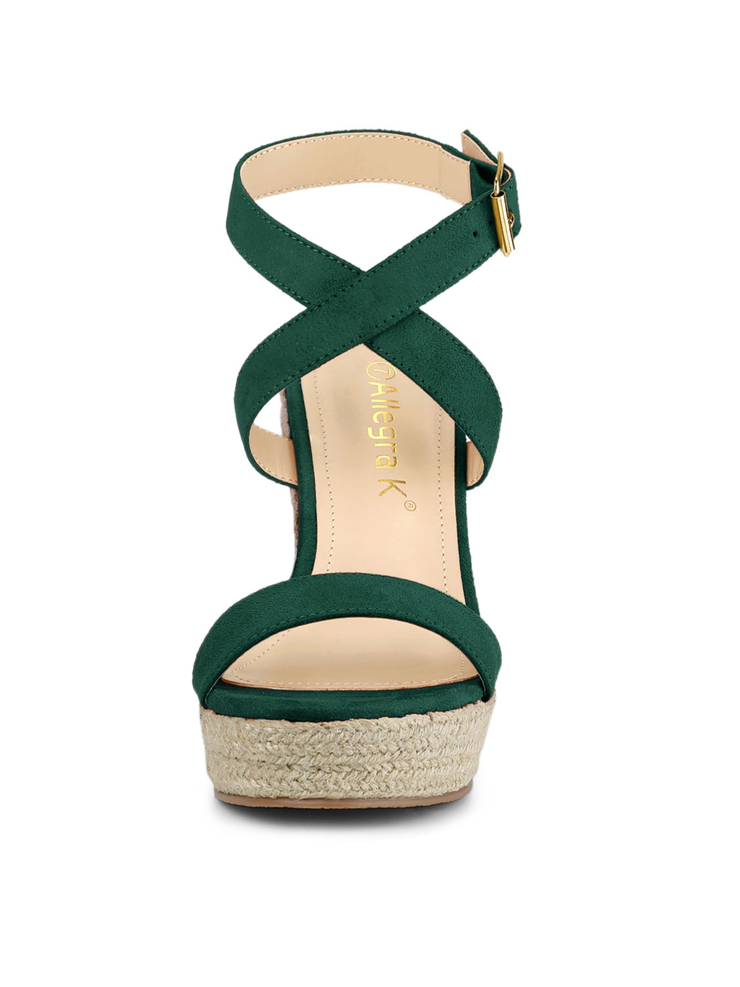 DARING DIVA Women's Slingback Crisscross Wedges Heel Espadrille Sandals Green 10