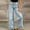 Light Blue, variant on Women's Jeans Bootcut Mid Rise Plus Size Fashion Trendy Solid Color Splicing Folded Legs Denim Pants