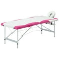 thumbnail image 1 of vidaXL Table de Massage Pliable 2 Zones Aluminium Blanc et Rose, 1 of 1