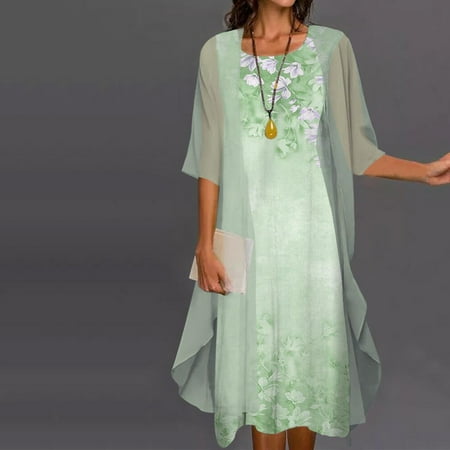 

cllios Summer Dresses for Women 2023 Print Beach Dress Short Sleeve A Line Dress Crew Neck Cute Dress for Beach Vacation