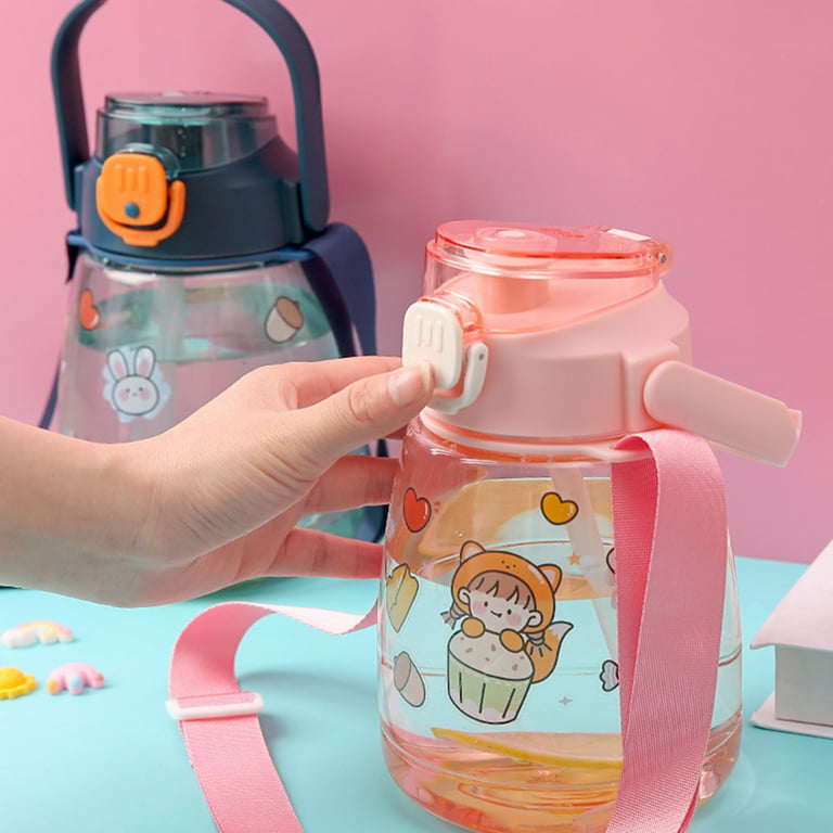 AURIGATE Water Bottles for Girls, Cute Girls Water Bottles for School,  Girls Cartoon Water Bottle with Straw and Safety lock, Kids Water Bottles  for