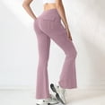 thumbnail image 5 of Yoga Flare Leggings for Women High Waisted Yoga Casual Pants Workout Leggings Cargo with Pockets Bootcut Pants Pink L, 5 of 6
