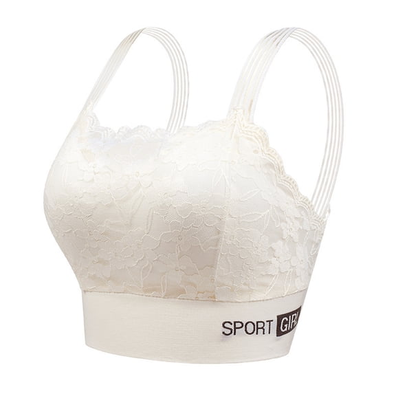Flower Lace Wireless Bra Side Support Padded Cups Breathable Elastic Wide Straps Tube Tops Bralette For Women