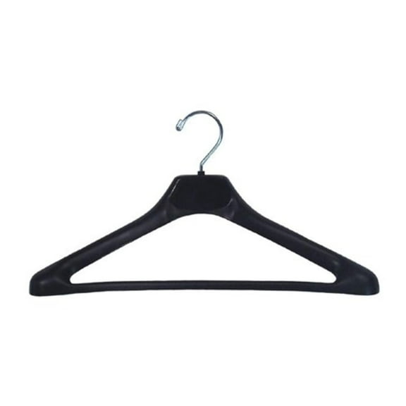 NAHANCO H90 19" Plastic Concave Suit Hanger with Extra Wide Shoulders, Black (Pack of 50)