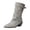 Grey, variant on Pandaie Womens Mid Calf Boots Double Buckle Straps Slouchy Pull on Biker Booties Pointed Toe Chunky Low Heel Faux Suede Boots Black 12.5