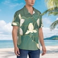 thumbnail image 2 of Lsque Lotus Golden Line pattern Hawaiian Shirt for Men, Unisex Summer Beach Casual Short Sleeve Button Down Shirts-Large, 2 of 9