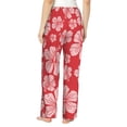 thumbnail image 3 of Goofa Red Hibiscus Flower Printed Soft Pajama Pants for Women, Wide Leg Comfy Casual Lounge Yoga Pants-X-Large, 3 of 9