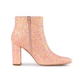 thumbnail image 4 of BLISSFUL STEP Women's Glitter Pointed Toe Block Heeled Ankle Boots LightPink 8, 4 of 8