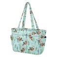 thumbnail image 2 of FORMRS Tote Bag for Women Quilted Large Capacity Travel Work Carry On Shoulder Handbag, Green Otters Pattern, 2 of 7