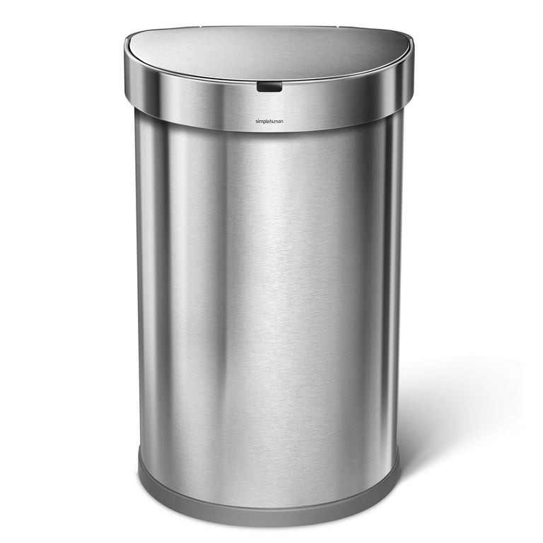 simplehuman 45 Liter / 12 Gallon Semi-Round Automatic Motion Sensor Trash  Can, Brushed Stainless Steel 