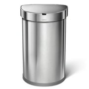 simplehuman 12 Gallon Semi-Round Sensor Trash Can with Liner Pocket, Brushed Stainless Steel