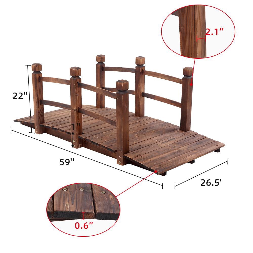 Ktaxon, Wooden Landscape Bridge, 5ft, Anticorrosive Gray - Walmart.com